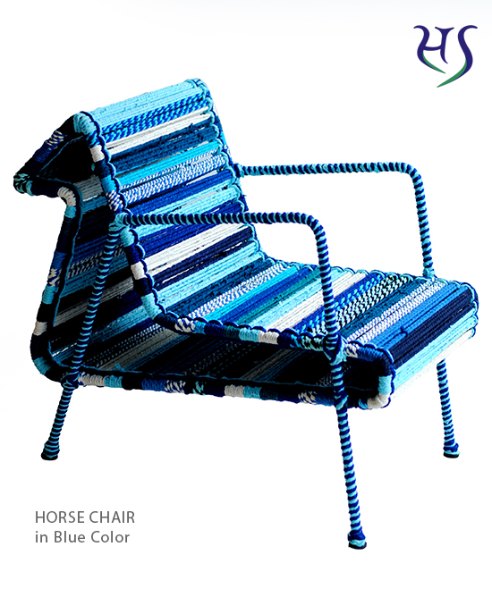 Horse Chair Katran Collection  in Blue Color  by Sahil & Sarthak